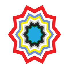 Abstract Colorful Starburst Badge Icon &ndash; Modern Geometric Emblem Design