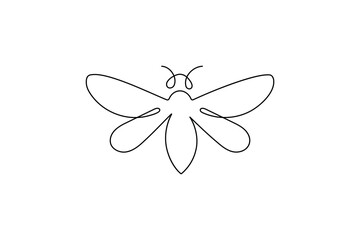 Minimalist bee continuous one line art drawing simple abstract flying insect design