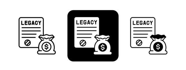 Legacy  Solid color and black line drawing vector illustration set