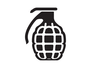 Grenade vector icon silhouette. Hand drawn illustration of a bomb.