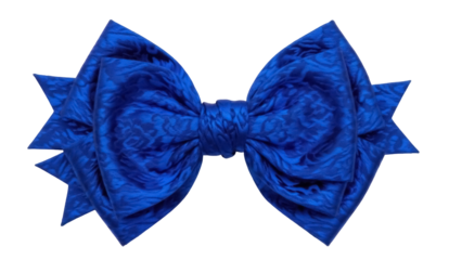 Isolated fancy royal-blue ribbon bow, elegant craft accessory with festive and glamorous appeal