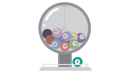 Colorful bingo balls in a lottery machine