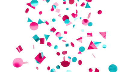 Isolated falling confetti, colorful geometric shapes, fun celebration moment, party effects