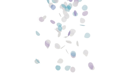 Isolated pastel confetti floating in the air for party celebration or festive decorations