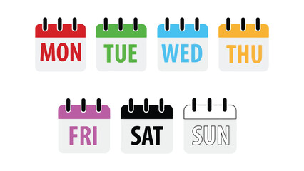 Colorful calendar icons for days of the week