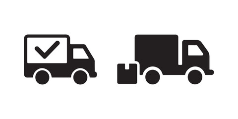 Delivery truck icon set. Logistics and express delivery symbol.
