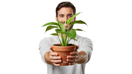man Promoting Green Living, Transparent Background