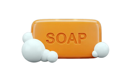 Soap with Bubbles on White Background