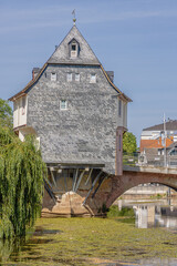 The old bridge house on the Muhlenteig, a branch of the Nahe River in Bad Kreuznach