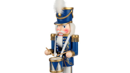 Isolated Toy Soldier Nutcracker with Drumsticks, Decorative Ornament for the Holidays Season