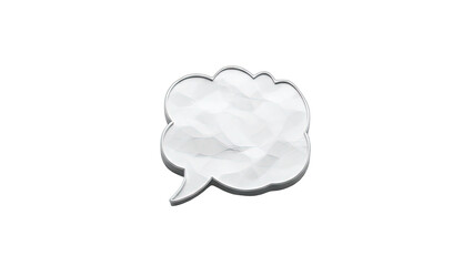 Speech Bubble Icon with Crumpled Paper Texture on White
