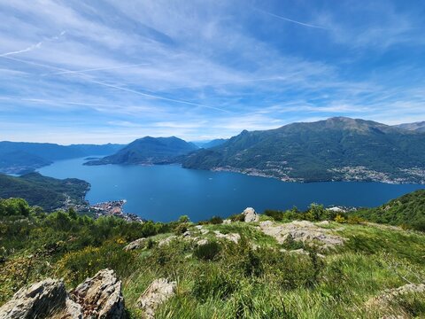 View of Lake Como from mountain, Italy. High quality photo