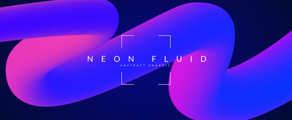 3d Gradient Shape. Beautiful Abstract Liquid Fluid Background. Color Design For Creative Bg. Creative Poster With Ribbon Curve And Splash Blend. Blue And Purple 3d Gradient Shape.