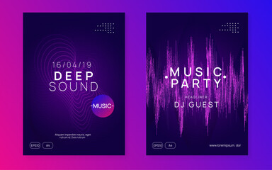 Music Set. Violet Dance Design. Green Discotheque Flyer. Soundwave Radio Illustration. Fest Poster. Dj Festival Element. Concert Cover. Pink Music Set