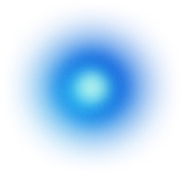 Grainy soft glowing blue blur gradient round sphere on black background