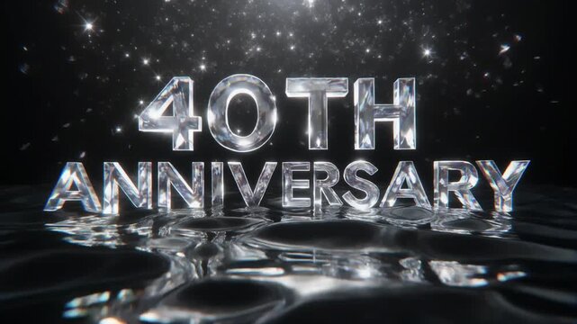 Elegant 40th Anniversary celebration with shimmering text and sparkling reflections