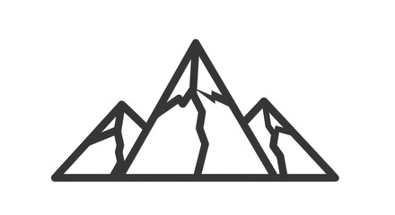 Three mountains with jagged peaks and rocky ridges, set against a white background with a subtle shadow effect.
