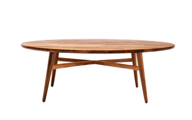Oval Wood Coffee Table isolated on a transparent background 1
