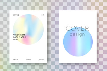 Abstract Poster. Violet Rainbow Flyer. Pastel Vector. Holographic Shape. Color Foil. Modern Banner. Colourful 90s Brochure. Purple Abstract Poster