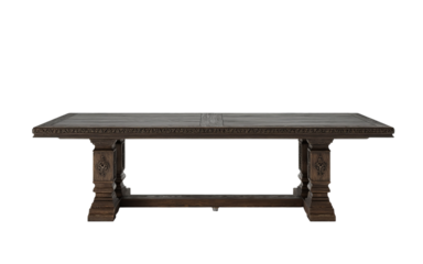 Ornate Dark Wood Dining Table isolated on a transparent background