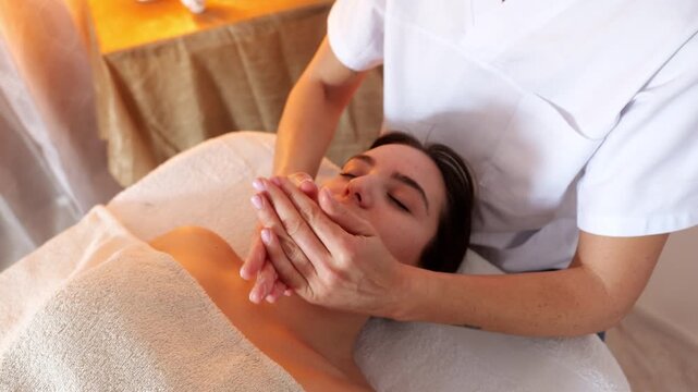 Massaggio sul viso con due mani