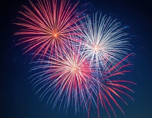Fototapeta premium fireworks against a dark blue sky.