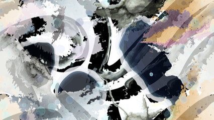 Stripe animal motif. Seamless pattern line and crackle textures. Modern summer geometric shapes on abstract brush. Contrast graphic vector background. Watercolor blobs and daubs, ink and stains