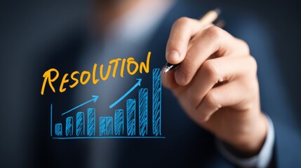 conceptual ,new year, financial, backgrounds, Setting Financial Resolutions - Handwriting on Paper with Coins, Graphs, and Goals Overlay