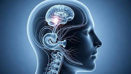 Illuminated Human Brain Anatomy Medical Illustration