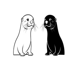 A charming illustration depicts two otters one light and one dark sitting side by side in a minimalist style