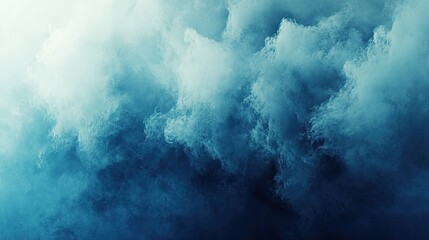 Dense blue texture forms an abstract, atmospheric background, resembling dynamic smoke, deep ocean currents, or a turbulent cloudscape with fluctuating light and shadow
