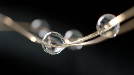 Ethereal glass orbs dance delicately on golden threads, evoking cosmic balance for Fibonacci Day and String Theory celebrations