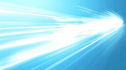 Light rays are bursting across a blue background, creating a dynamic visual representation of speed, fast data transfer, energy, technology, and futuristic concepts