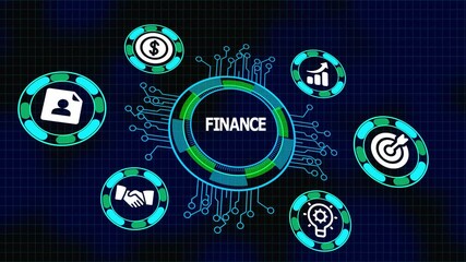 Business finance and financial analytics concept with money icons, digital dashboard interface and investment planning system. - Powered by Adobe