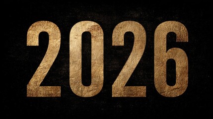 Textured golden numbers 2026 displayed prominently on a dark textured background