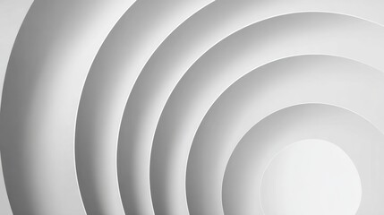 Obraz premium Abstract white concentric circles with smooth shadows and soft light creating a minimalist background