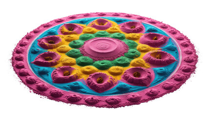 Colorful Rangoli Art on Transparent Background