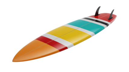 Colorful Striped Surfboard Isolated