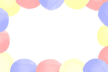 パステルカラーのカラフルな丸の水彩フレーム