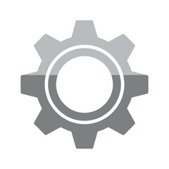 Grey gear icon on white background