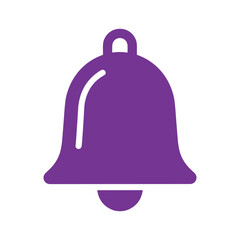 Purple bell icon on white background