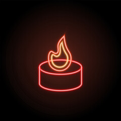 Minimal Neon Candle Red Orange Glow on Dark Background