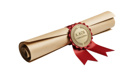 Diploma with Red Ribbon Isolated