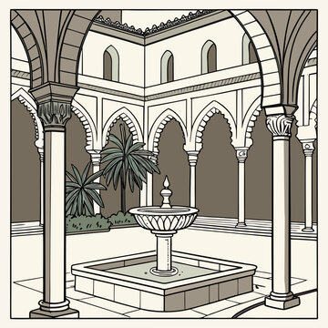 Traditional middle eastern mosque courtyard fountain 1