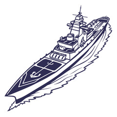 Navy warship with wake moving through water navy ship ©  AMINA 1122