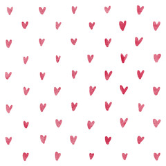 Whimsical watercolor seamless pattern with small red hearts. Perfect for textiles, gift wrap, and cheerful children’s designs, Valentine's Day designs.