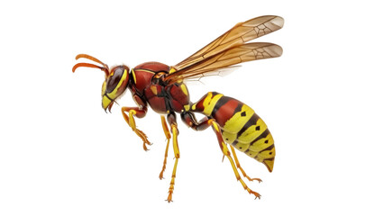 Fototapeta premium Isolated Hornet, Yellowjacket close up, dangerous flying insect, threat to humans and pets