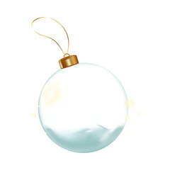 Elegant christmas ornament with golden cap isolated on a transparent background.