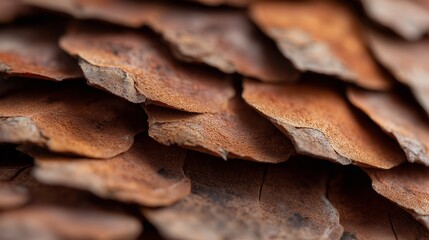 Fototapeta premium Close view of tree bark showing layers in natural setting during daytime hours