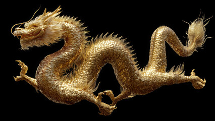 Golden Dragon Sculpture on Dark Background for Asian Luxury Theme